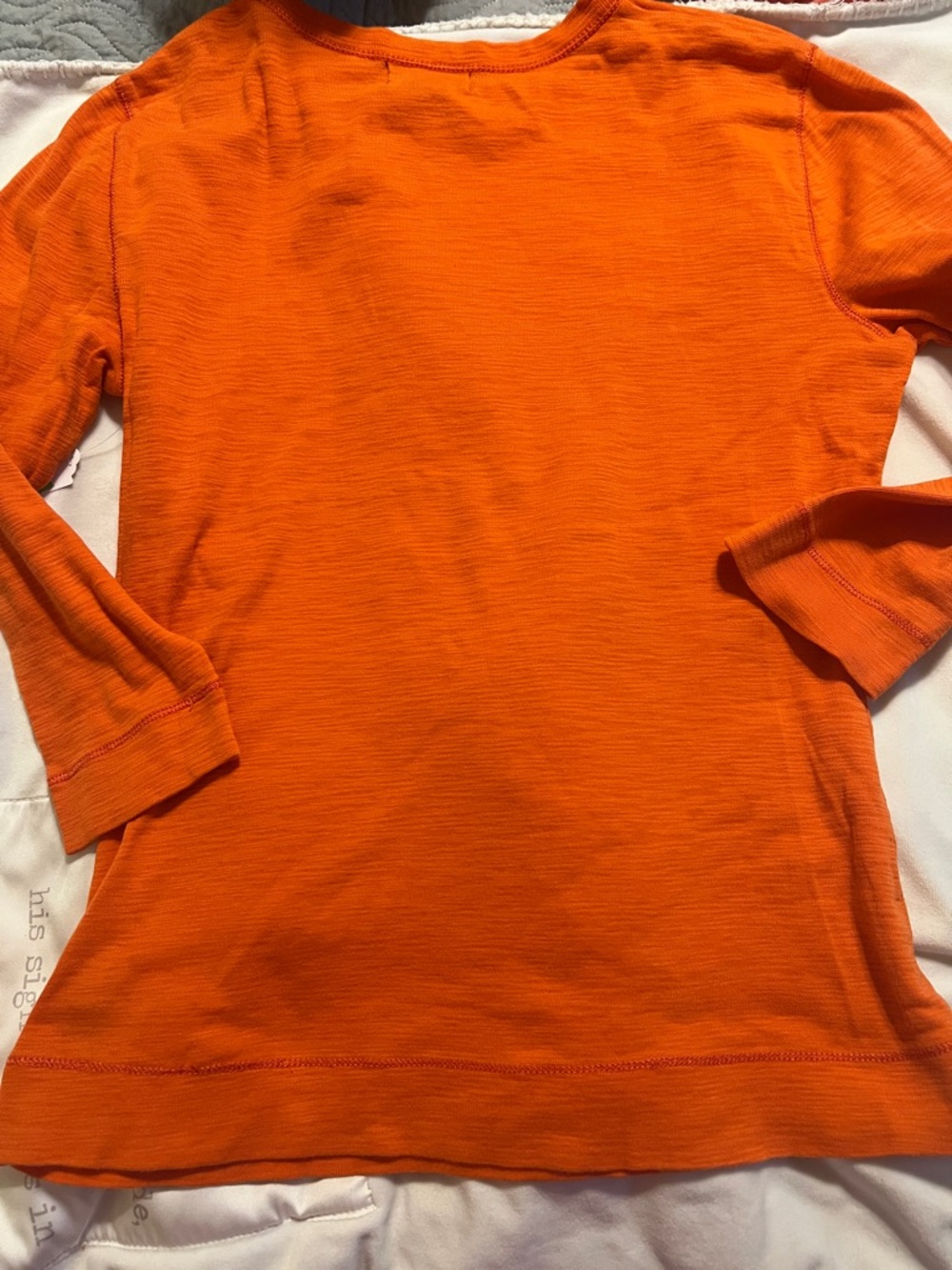 Lauren Ralph Lauren Bright Orange Button-Shoulder Long Sleeve Tee XS - Picture 4 of 4